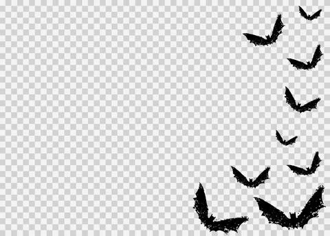 Group of bats hand drawn brush paint style isolated on png or transparent bac Stock Illustration