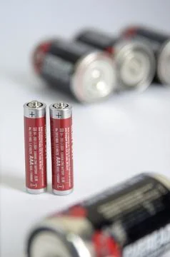 Group of batteries Stock Photos