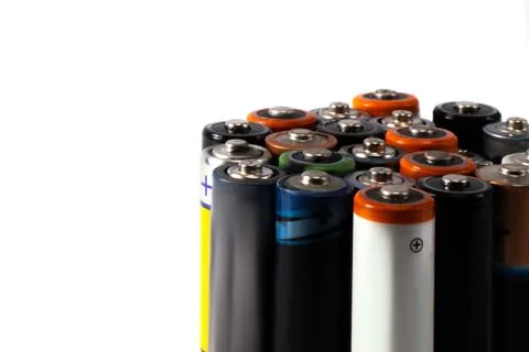 Group of batteries stand vertically Stock Photos