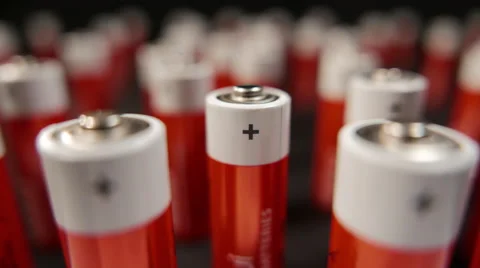 Group of Batteries, Tilt down to PLUS symbol Stock-Footage 44459746