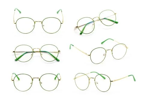 Group of beautiful eyeglass frames isolated on white background. Spectacles.  Stock Photos