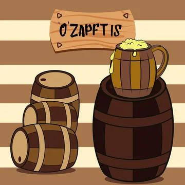 Group of beer wooden barrels German pub Vector Stock Illustration