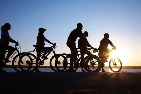 Group on bicycles Stock Photos