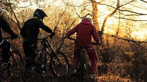 Group of biker friends in the mountain Stock Footage 87483774