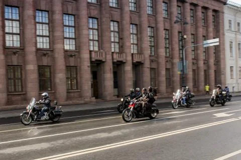 Group of bikers in motion. Stock Photos