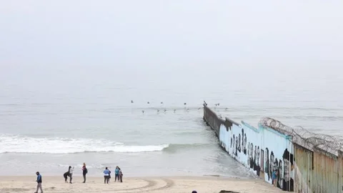 Group of Birds Flying/Migrating Over the Border From Mexico to the USA Video stock 164560947