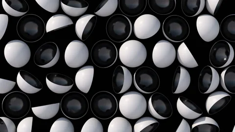Group of black and white hemispheres. Abstract animation, 3d render. Stock Footage 237031073