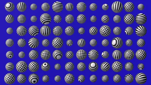 Group of black and white spheres. Blue background. 3d render. Stock Footage 237031094