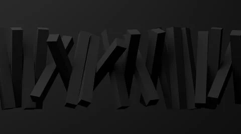 Group of black blocks, black background. Abstract monochrome illustration. Stock Illustration