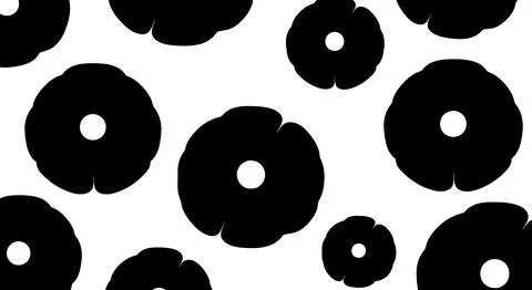 A group of black flowers on a white background Stockillustratie