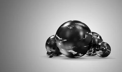 Group of Black Marble Spheres on gradient background イラスト素材