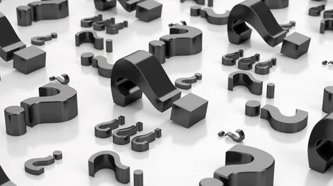 Group of black question marks. Abstract illustration, 3d render. Stock Illustration