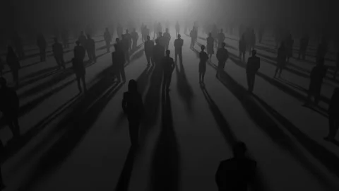 Group of black silhouettes on black background Stock Footage 296921441