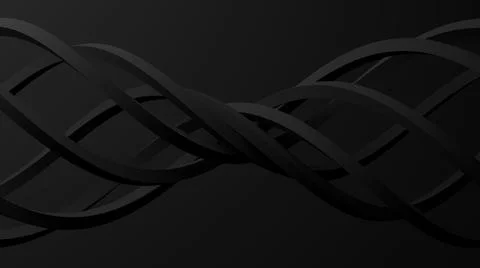 Group of black spirals. Black background. 3d render. Stock Illustration
