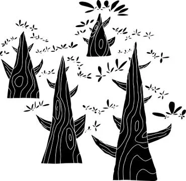 Group of black trees Stock Illustration