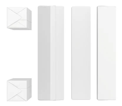 Group of blank boxes. Retail package mockup set. Isolated on white. 3d rendering Illustrazione stock