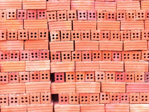 Group of blend red brick material for industry , soft focus Stock Photos