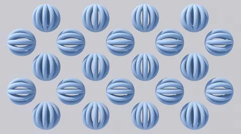Group of blue abstract spheres. Gray background. 3d render. Stock Illustration