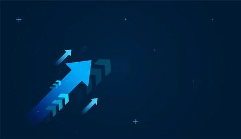 Group of blue arrows represents strong upward momentum, symbolizing busines.. Stock Illustration