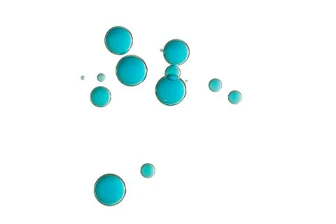 A group of blue bubbles soars over a white background Stock Photos