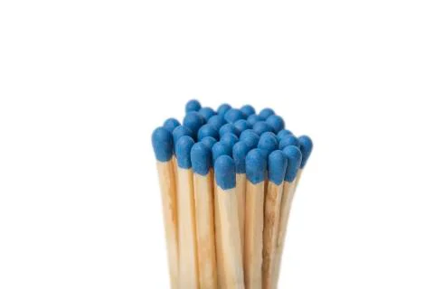 Group of blue matches on white Stock Photos