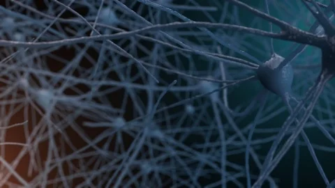 Group of Blue Neuron Microbes Pull Back Stock Footage 84767780