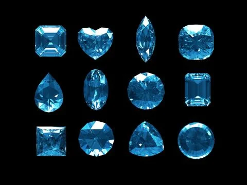 Group of blue topaz with clipping path 스톡 일러스트