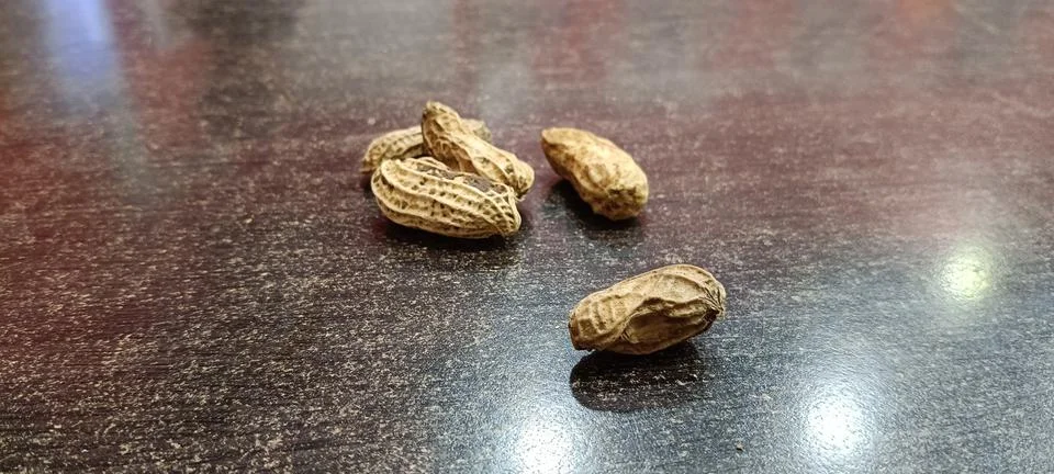 A group of boiled peanuts on the table Stock Photos
