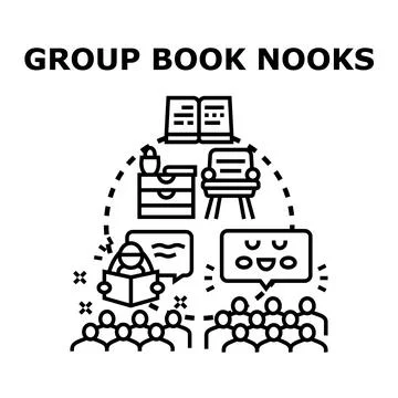 Group book nooks concept for reading discussion Stock Illustration