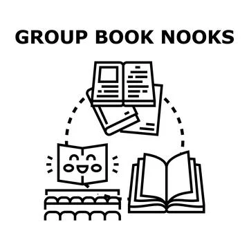 Group book nooks creating community and education concepts Stock Illustration