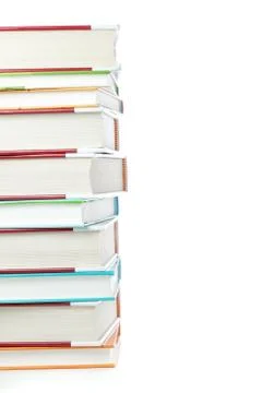 Group of books for school in the stack. On a white background. Stock Photos