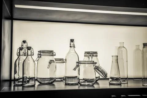 A group of bottles and jars Stock Photos