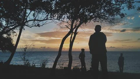 A group of boy enjoying the sunset Stock Photos