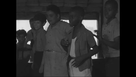 Group of boys play games and have fun - 1940 Stock Footage 103597758