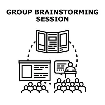 Group brainstorming session developing new business ideas Stock Illustration