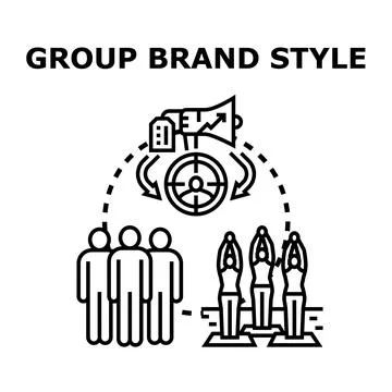 Group brand style building target audience awareness Stock Illustration