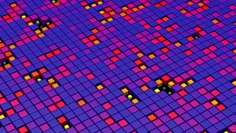 Group of bright colorful cubes morphing. Abstract animation, 3d render. Stock Footage 169951551