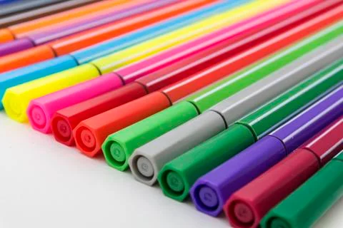 Group of bright markers Stock Photos