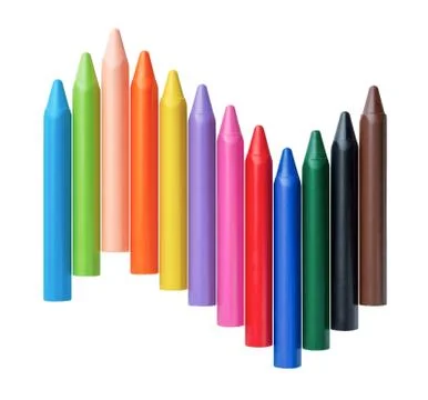 Group of bright multicolor crayons Stock Photos