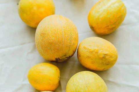 A group of bright orange melon berries. Stock Photos