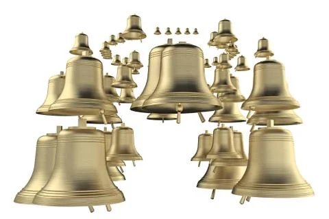 Group bronze bells 3d rendering Stock Illustration