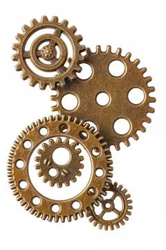 Group of bronze cogwheels Stock Photos