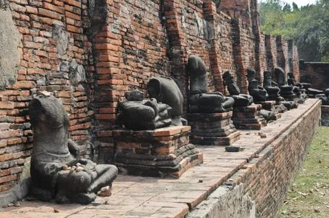 Group of Buddha old statues in Ayudhaya Thailand Stock Photos
