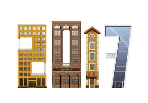 Group of buildings in the form of 2017 Stock Illustration