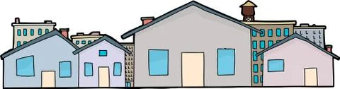 Group of buildings Stock Illustration