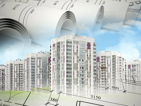 Group of buildings Ilustración de archivo