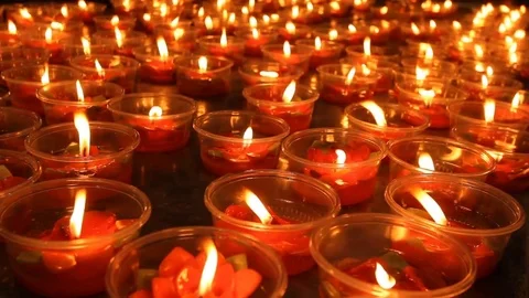 Group of burning candles Video stock 72426771