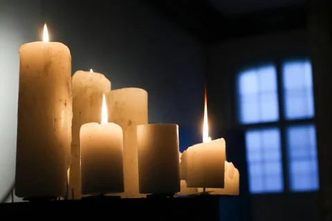 Group of burning candles Stock Photos