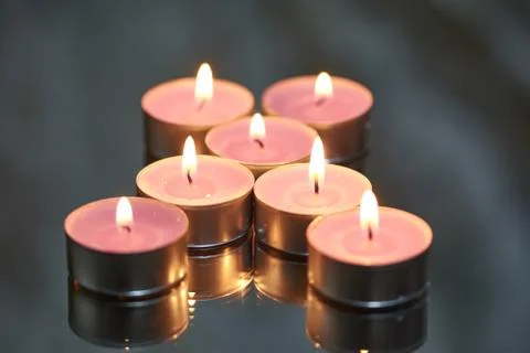 Group of burning candles Foto stock