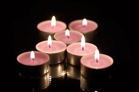 Group of burning candles Foto stock